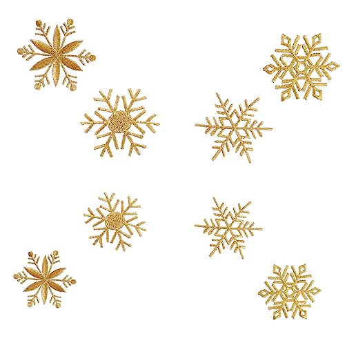 EXCEART 8 Stück Schneeflocken-Aufnäher Mit Goldenen Aufklebern Weihnachtsaufkleber Goldenes Dekor Schneeflocken-Aufnäher Zum Aufbügeln Kleidungsapplikationen Weihnachtsaufnäher von EXCEART