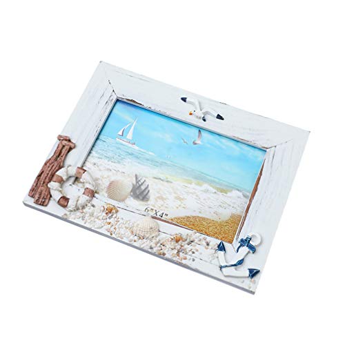 EXCEART Bilderrahmen im mediterranen Stil, Strand, Holz, Ozean-Bilderrahmen, Foto-Requisiten, Weiß, 1 Stück EXCEART Bilderrahmen im mediterranen Stil, Strand, Holz, Ozean-Bilderrahmen, Foto-Requisiten, Weiß, 1 Stück von EXCEART