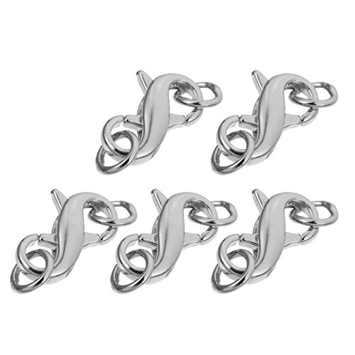 EXCEART Doppel Karabiner Verschluss Schmuckverschluss Kettenverschluss Wechselverschluss mit Biegering für DIY Halsketten Armband Fußkette Schlüsselringe Schmuckherstellung 5 Stück (Silber) von EXCEART