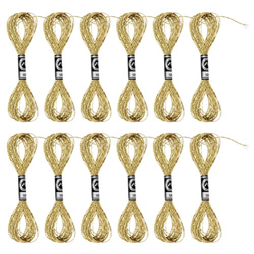 EXCEART Goldstickgarn Metallic Stickgarn Kreuzstichschnur Craft Nähgarn für Stickerei Und Nähzubehör 12St von EXCEART