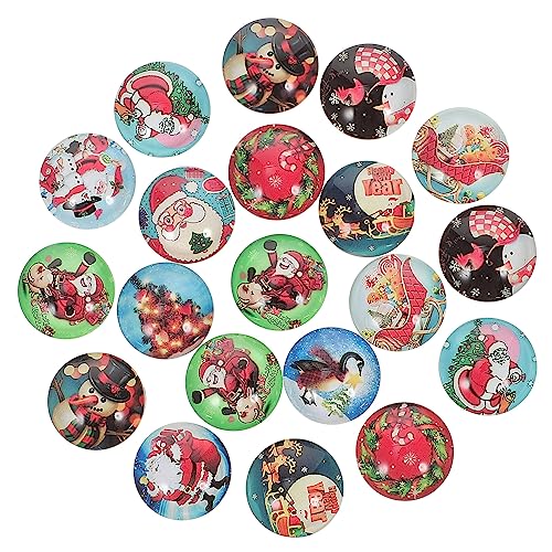 EXCEART Hochzeitsohrringe 20Pcs 20Mm Weihnachten Glasfliesen Cabochon Kuppel Schmuck Finden Weihnachten Zeit Edelstein Aufkleber DIY Schmuck Zubehör Glaszubehör (T4012) Kreis Aufkleber von EXCEART