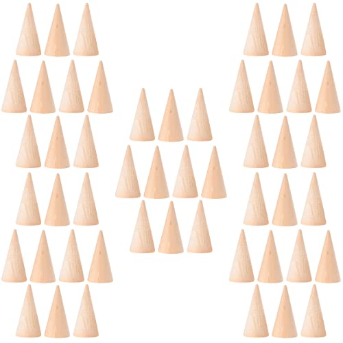 EXCEART Holzkegel Ringkegel Ringständer DIY Basteln: Höhe 5 cm Basteln Rohlinge 50 Stück Mini Weihnachtsbaum Modellierung Handwerk Schulprojekte Weihnachten Party Dekoration von EXCEART