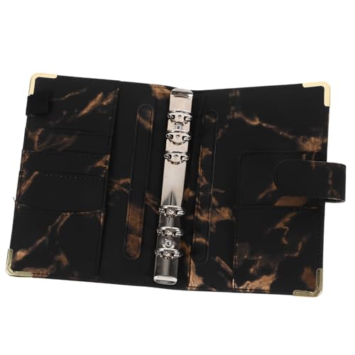 EXCEART Hülle für Loseblatt-Notizen abdeckung für bezug mappen notizhefte haushaltsplan Notizblockhülle Ordner mit 6 Ringen Scrapbook-Cover Scrapbook-Album-Cover Rostfreier Stahl Black von EXCEART