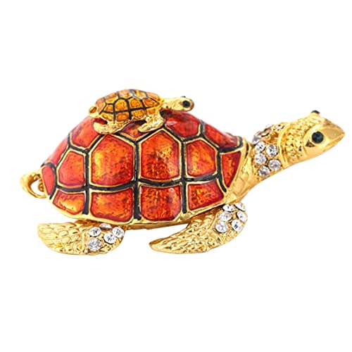 EXCEART Lustige Schildkröte Dekofigur Aus Metall Bunte Cartoon Tierfigur Mit Diamantmuster Für Home Und Büro Dekoration Orange von EXCEART