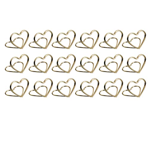EXCEART Menükartenhalter 20PCS Metal Memo Holder Table Double Layer Heart Shape Placecard Holder Stand for Wedding Banquet (Golden) Klammern Für Fotos von EXCEART