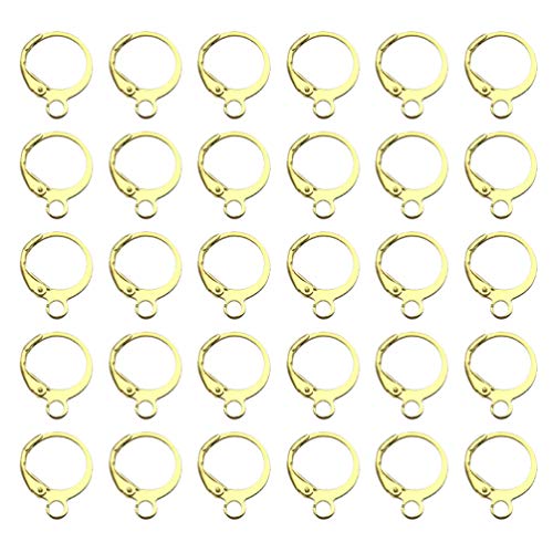 EXCEART Ohrring-Haken Hebel Zurück Hoop Ohrring Rund Klappbrisur Ohrring-Verschlüsse Ohrringe Klappbügel mit Öse für DIY Schmuckherstellung Kunst Handwerk 100 Stück (Golden) von EXCEART