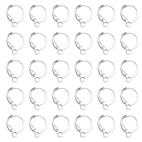 EXCEART Ohrring-Haken Hebel Zurück Hoop Ohrring Rund Klappbrisur Ohrring-Verschlüsse Ohrringe Klappbügel mit Öse für DIY Schmuckherstellung Kunst Handwerk 100 Stück (Silber) von EXCEART
