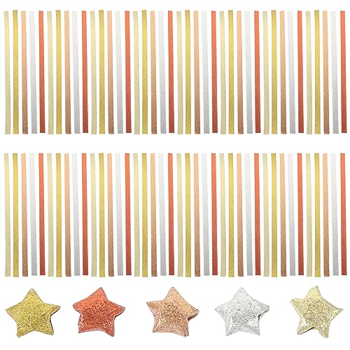 EXCEART Origami-Sterne-Papierstreifen 5 Stern-Papierstreifen Glitzer Origami-Sterne-Papier Glücksstern-Dekoration Papierstreifen DIY Handkunst Basteln Für Kinder von EXCEART