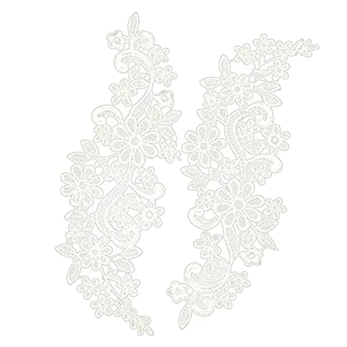 EXCEART Paar Spitzenapplikation Fransen Mit Blumenapplikationen Hochzeit Nähhandwerk Aushöhlen Weiß Frauenkleidung von EXCEART