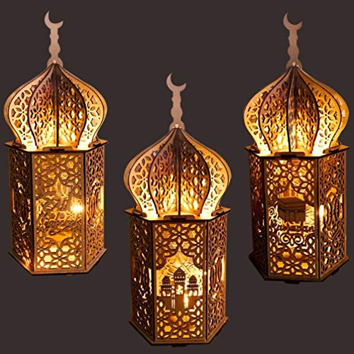 EXCEART Ramadan Mubarak Nacht Licht Indoor Tisch Laterne Decor Eid Dekoration 3D Mubarak Mahal Atmosphäre Licht für Eid Party Festival Stil 1 Keine Batterie von EXCEART