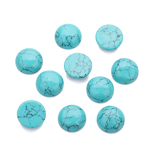 EXCEART Runde Perlen, natürliche runde Cabochons, flache Rückseite, türkisfarbener Edelstein, runde lose Perlen, Halbperlen für DIY-Schmuckherstellung, 4 mm, runde Perlen, blaues Dekor von EXCEART