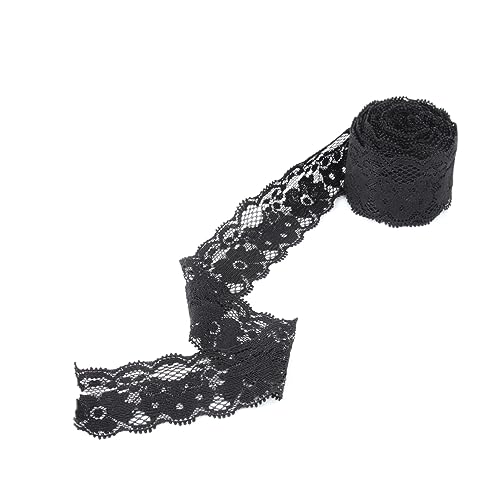 EXCEART Schwarze Seidenbänder – handwerkliche Spitze – Elastizität – Bastelmaterial – Blume Spitze von EXCEART