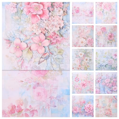 EXCEART Scrapbook-Papier Vintage-Blumenmuster Bedrucktes Papier 24 Blatt Bastelpapier Scrapbook-Hintergrundpapier Tagebuch Diy-Material von EXCEART