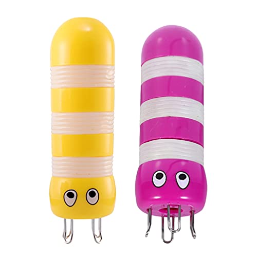 EXCEART Strickliesel Kunststoff Strickpüpchen Stricknadeln Bastelset DIY Strickwerkzeug Set für Kinder Erwachsene Anfänger Stricken Basteln Handwerk 2 Stück Lila Gelb von EXCEART