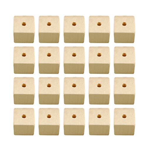 EXCEART Stücke Holz Quadrat Perlen Natürliche Leere Holz Würfel mit Löchern für Schmuck Halskette Kreationen Handwerk Und Diy Projekte (20 * 20Mm) von EXCEART