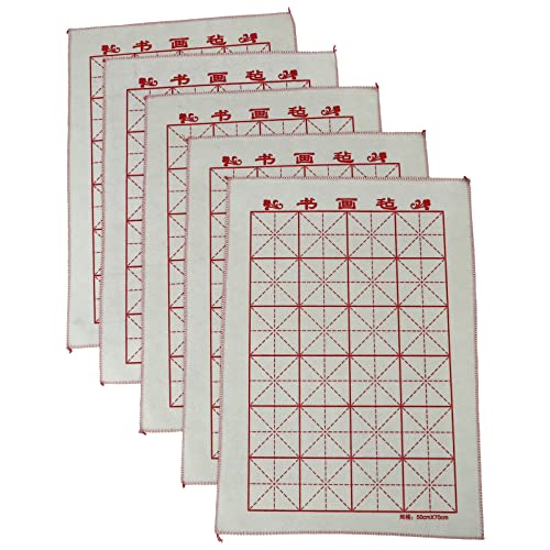 EXCEART Sumi Xuan Paper Malerei Filz Schreibtisch Pad Chinesische Kalligraphie Zeichnung Filzmatte mit Gittern für Praxis Kalligraphie Pinsel Malereien Schreiben 5 Stücke von EXCEART