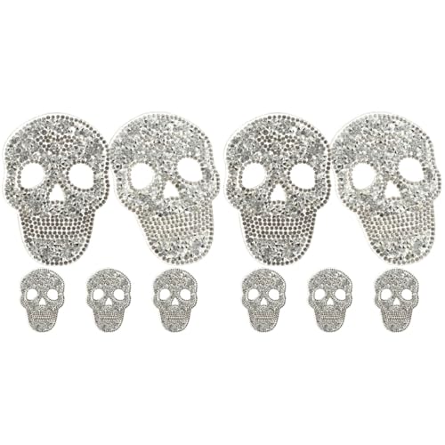 EXCEART Totenköpfe Patches Bügeln 10 Stk Heiße Diamantaufkleber Des Schädels -stickpatch Patches Zum Aufnähen Skelett-applikation Strass-totenkopfapplikation Heißer Bohrer Selbstklebend Jacke von EXCEART