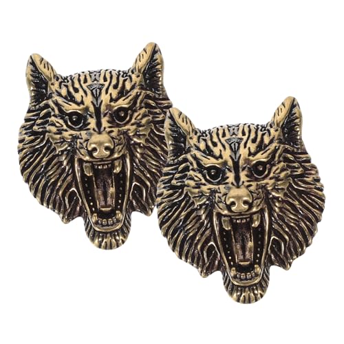EXCEART Verschlussknopf 6 Stück Messing- Metall- Blazer-Knöpfe Vintage-Gravur Wolfskopf Schnallen- -Verschlüsse Wolf-Schraubknopf Schicke Knöpfe Lebendiges Messing von EXCEART