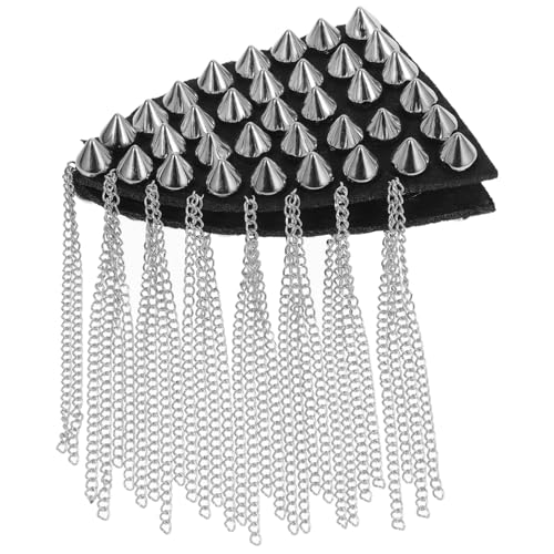 EXCEART Vintage Silberne Schulterklappe mit Quasten und Nieten Modisches Epaulette Accessoire für Anzug Kostüm und Uniform Handgefertigte Dekorative Trägerpolster für Damen und Herren EXCEART Vintage Silberne Schulterklappe mit Quasten und Nieten Modisches Epaulette Accessoire für Anzug Kostüm und Uniform Handgefertigte Dekorative Trägerpolster für Damen und Herren von EXCEART