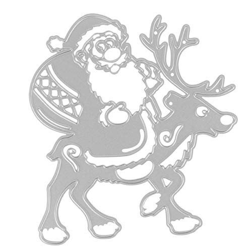 EXCEART Weihnachts-Stanzformen aus Metall, Motiv: Weihnachtsmann mit Rentier, Stanzschablonen für Bastelarbeiten, Scrapbooking, Alben, Karten, Prägewerkzeug (Silber) von EXCEART