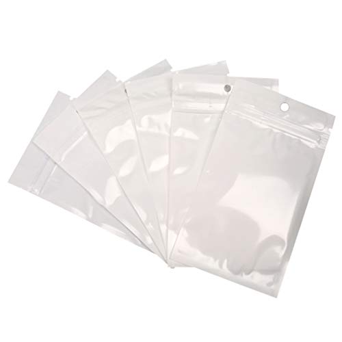Exceart 100 Stück Druckverschlussbeutel, transparent, mit Reißverschluss, Kunststoffbeutel, mit Loch für Küche, Zuhause, Lebensmittelschmuck, Verpackung, Beutel (14 x 17 cm) 17x14x0.1cm weiß von EXCEART