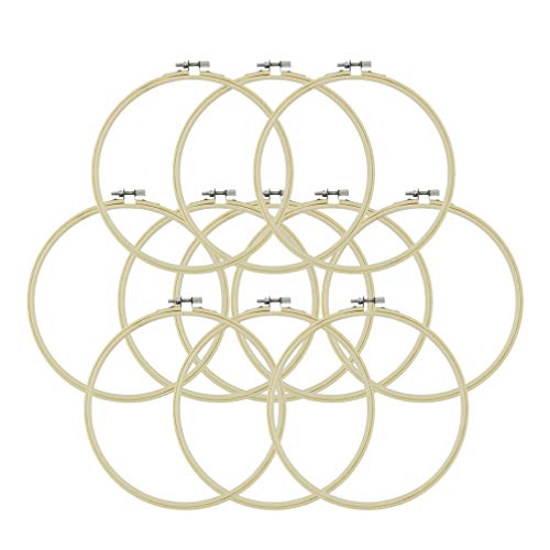 Exceart 12 Stücke Stickrahmen Runde Stickrahmen Bambus Kreis Kreuzstich Hoop Ringe für Kunsthandwerk Handliches Nähen 25 cm von EXCEART
