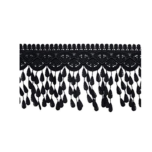 Exceart Fransenborte mit Quaste, 4,5 m, 8 cm, zum Basteln, für Kleider, Schals, Hüte, Vorhänge (schwarz), Polyester, Schwarz , 410*8*0.1cm von EXCEART