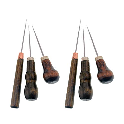 Exceart Kratzen Tasche Leder 6Pcs Ahle N?Hen Stanzen Loch Maker N?Hen Stich mit Holzgriff für DIY Reparature Ledernähset Armaturen Lederwerkzeug Exceart Kratzen Tasche Leder 6Pcs Ahle N?Hen Stanzen Loch Maker N?Hen Stich mit Holzgriff für DIY Reparature Ledernähset Armaturen Lederwerkzeug von EXCEART