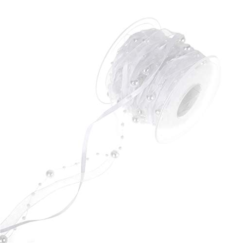 Organzaband Künstliche Perlen Perlenband Chiffonband zum Basteln Girlande Blumen Hochzeit Party Dekoration Brautstrauß (weiß) Strumpffüller Ebt von EXCEART