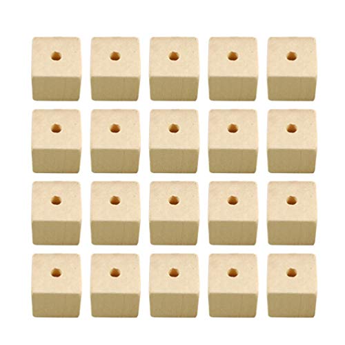 Stücke Holz Quadrat Perlen Natürliche Leere Holz Würfel mit Löchern für Schmuck Halskette Kreationen Handwerk Und Diy Projekte (20 * 20Mm) von EXCEART