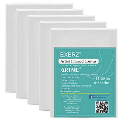 EXERZ 15x20cm Keilrahmen 5 Stück - Leinwand Gerahmte Kunstleinwände/ 280GSM/ Vorgespannt 100% Baumwolle/dreifach grundiert/Ohne Säure/mittelkörnig / 1.7cm dick EXERZ 15x20cm Keilrahmen 5 Stück - Leinwand Gerahmte Kunstleinwände/ 280GSM/ Vorgespannt 100% Baumwolle/dreifach grundiert/Ohne Säure/mittelkörnig / 1.7cm dick von EXERZ