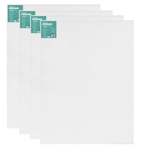 EXERZ 70x80cm Keilrahmen - 4 Packung/Leinwand Gerahmte Kunstleinwände/ 280GSM/ Vorgespannt 100% Baumwolle/dreifach grundiert/Ohne Säure/mittelkörnig / 1.7cm dick von EXERZ