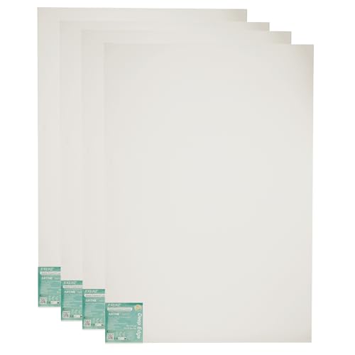 EXERZ 90x120cm Leinwand mit tiefem Rand, 4 Stück, 380 g/m², vorgestreckt, 100% Baumwolle, blanko, dreifach grundiert, säurefrei, mittlere Körnung, 3,8 cm dick, Acrylfarbe, Ölfarbe (4 Stück) von EXERZ