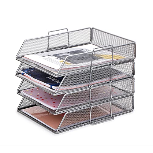 EXERZ Briefablagen 4tlg/ Papiersortierer/Schreibtisch multifunktionaler Organiser/Dateihalter für Büro, Schule, Studie, 2-In-1-Schublade von EXERZ