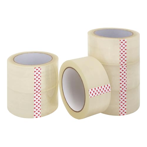 EXERZ Klares Verpackungsband 6er Pack – 48mm x 66m starke transparente Klebebandrollen – Langlebiges Klebeband zum Verschließen von Kartons, Umzug, Lagerung, Büro & Versand von EXERZ