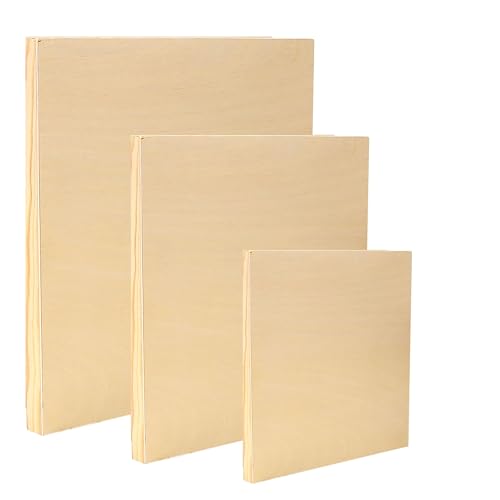 EXERZ Malbretter aus Holz, 3 Stück (12,7 x 17,78 cm, 22,86 x 30,48 cm, 27,94 x 35,56 cm) – Holzplatten in verschiedenen Größen für Acryl-, Öl- und Mischmedia-Malerei – Künstler, Kinder und von EXERZ