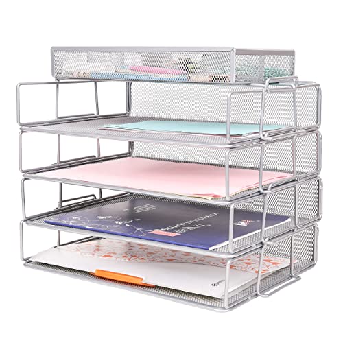 EXERZ Stapelbare Papiersortierer, 4 Stück, mit Zubehör-Organizer/4 Ebenen, Briefablage mit extra Trennwand, Memohalter Oben, Metall, Schreibtisch-Organizer für Büro, Schule, Zuhause EXERZ Stapelbare Papiersortierer, 4 Stück, mit Zubehör-Organizer/4 Ebenen, Briefablage mit extra Trennwand, Memohalter Oben, Metall, Schreibtisch-Organizer für Büro, Schule, Zuhause von EXERZ