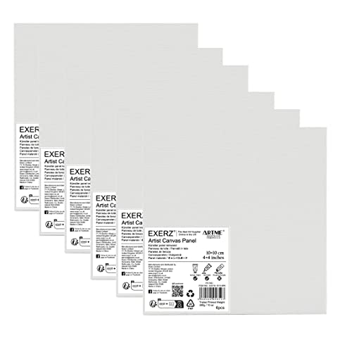 Exerz 10x10cm Malkarton 6 stk - Weiße Leinwandpanel 0.3cm dick 280GSM 100% Baumwolle - Kunstleinwandtafel für Acrylfarben, Ölfarben - Dreifach Grundiert/Ohne Säure/Mittelkörnig Exerz 10x10cm Malkarton 6 stk - Weiße Leinwandpanel 0.3cm dick 280GSM 100% Baumwolle - Kunstleinwandtafel für Acrylfarben, Ölfarben - Dreifach Grundiert/Ohne Säure/Mittelkörnig von EXERZ