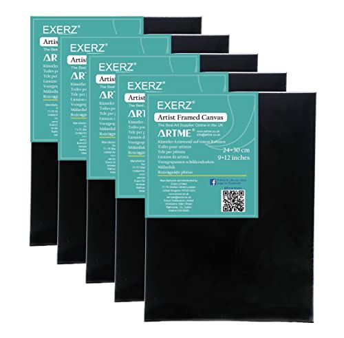 Exerz Keilrahmen Schwarz 24x30cm, 5er Set, 280 GSM, 1,7 cm Dick, 100% Baumwolle, Dreifach Grundiert, Säurefrei, Mittelkörnig, Gerahmte Kunstleinwand Exerz Keilrahmen Schwarz 24x30cm, 5er Set, 280 GSM, 1,7 cm Dick, 100% Baumwolle, Dreifach Grundiert, Säurefrei, Mittelkörnig, Gerahmte Kunstleinwand von EXERZ