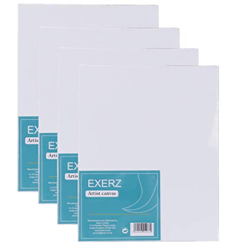 Exerz 40x50cm Keilrahmen - 4 Packung/Leinwand Gerahmte Kunstleinwände/ 280GSM/ Vorgespannt 100% Baumwolle/dreifach grundiert/Ohne Säure/mittelkörnig / 1.7cm dick von EXERZ