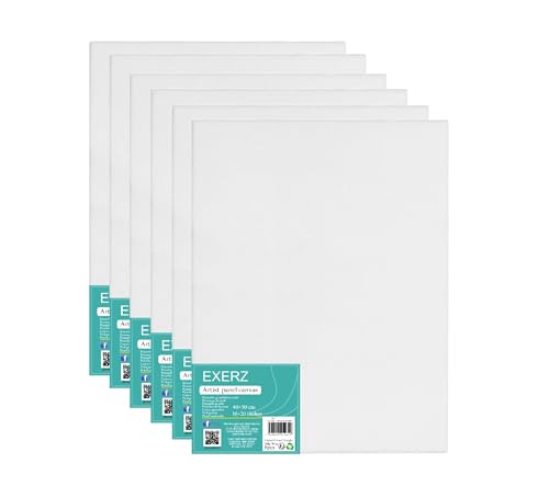 Exerz 40x50cm Malkarton 6 stk - Weiße Leinwandpanel 0.3cm dick 280GSM 100% Baumwolle - Kunstleinwandtafel für Acrylfarben, Ölfarben - Dreifach Grundiert/Ohne Säure/Mittelkörnig Exerz 40x50cm Malkarton 6 stk - Weiße Leinwandpanel 0.3cm dick 280GSM 100% Baumwolle - Kunstleinwandtafel für Acrylfarben, Ölfarben - Dreifach Grundiert/Ohne Säure/Mittelkörnig von EXERZ