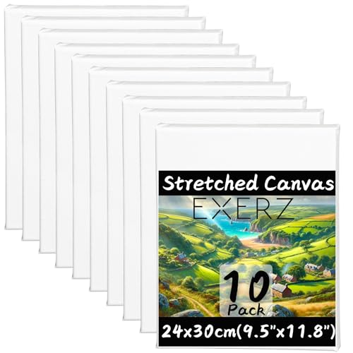 Exerz Keilrahmen 24x30cm, 10er-Set, Leinwand aus 100% Baumwolle, 280GSM, 1,7 cm Dick, Dreifach Grundiert, Säurefrei, Mittelkörnig, Acryl- und Ölfarben Exerz Keilrahmen 24x30cm, 10er-Set, Leinwand aus 100% Baumwolle, 280GSM, 1,7 cm Dick, Dreifach Grundiert, Säurefrei, Mittelkörnig, Acryl- und Ölfarben von EXERZ