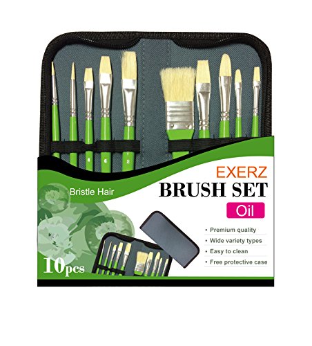 Exerz JH022 Künstler Pinsel Set – 10 pcs professionelle Borstenpinsel in Einer schützenden Reisehülle/Perfekt für Ölfarbe Acryl Gouache Exerz JH022 Künstler Pinsel Set – 10 pcs professionelle Borstenpinsel in Einer schützenden Reisehülle/Perfekt für Ölfarbe Acryl Gouache von EXERZ