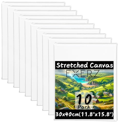 Exerz Keilrahmen 30x40cm, 10er-Set, Leinwand aus 100% Baumwolle, 280GSM, 1,7 cm Dick, Dreifach Grundiert, Säurefrei, Mittelkörnig, Acryl- und Ölfarben Exerz Keilrahmen 30x40cm, 10er-Set, Leinwand aus 100% Baumwolle, 280GSM, 1,7 cm Dick, Dreifach Grundiert, Säurefrei, Mittelkörnig, Acryl- und Ölfarben von EXERZ