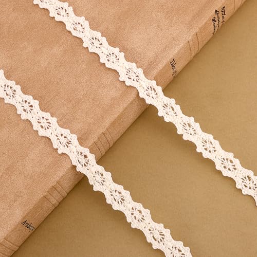 EXEXIUO Vintage Baumwolle Spitzenband Nähen Häkeln Band Besatz Braut Hochzeit Dekoration Beige Spitzenbesatz für Handwerk Geschenkverpackung DIY Nähen Basteln Scrapbooking 10 Yards (1.0 cm Breit) von EXEXIUO
