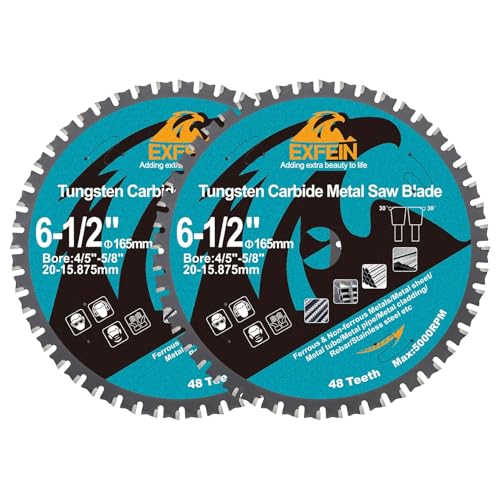 165mm *2 Kreissägeblatt Metall - EXFEIN 48T TCT Metallkreissägeblatt zum Schneiden von Stahl, Aluminium, Kupfer, Metall Baustahl, für Kreissäge und Kappsäge 165mm *2 Kreissägeblatt Metall - EXFEIN 48T TCT Metallkreissägeblatt zum Schneiden von Stahl, Aluminium, Kupfer, Metall Baustahl, für Kreissäge und Kappsäge von EXFEIN