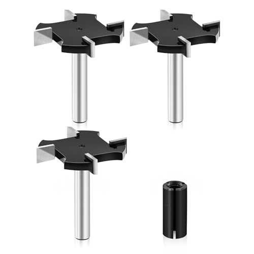 CNC-Spoilboard-Oberfräsen-Bits, 3 Stück, 6,35 mm Schaft, 38 mm Schnittdurchmesser, EXFEIN Slab Flattening Router Bit Hobelbohrer Holzfräser Hobel Holzbearbeitungswerkzeug von EXFEIN