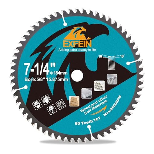 EXFEIN 140 mm Trennscheibe für Holz, kompaktes Kreissägeblatt mit Hartmetallzähnen 60T TCT, allgemeine Verwendung zum Schneiden in Holz, Kunststoff und Verbundwerkstoffen EXFEIN 140 mm Trennscheibe für Holz, kompaktes Kreissägeblatt mit Hartmetallzähnen 60T TCT, allgemeine Verwendung zum Schneiden in Holz, Kunststoff und Verbundwerkstoffen von EXFEIN