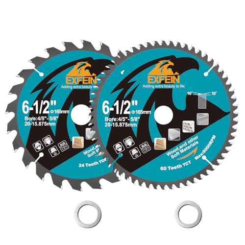 EXFEIN 165 mm Trennscheibe für Holz, kompaktes Kreissägeblatt mit Hartmetallzähnen 24T TCT+40T TCT+60T TCT, allgemeine Verwendung zum Schneiden in Holz, Kunststoff und Verbundwerkstoffen EXFEIN 165 mm Trennscheibe für Holz, kompaktes Kreissägeblatt mit Hartmetallzähnen 24T TCT+40T TCT+60T TCT, allgemeine Verwendung zum Schneiden in Holz, Kunststoff und Verbundwerkstoffen von EXFEIN