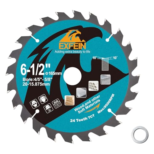 EXFEIN 165 mm Trennscheibe für Holz, kompaktes Kreissägeblatt mit Hartmetallzähnen 24T TCT, allgemeine Verwendung zum Schneiden in Holz, Kunststoff und Verbundwerkstoffen EXFEIN 165 mm Trennscheibe für Holz, kompaktes Kreissägeblatt mit Hartmetallzähnen 24T TCT, allgemeine Verwendung zum Schneiden in Holz, Kunststoff und Verbundwerkstoffen von EXFEIN
